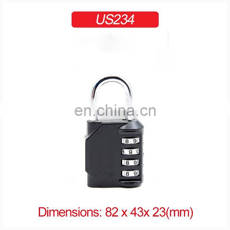 Amazon hot seller 4 digit Zinc Alloy long shackle password combination locks luggages door safety pad lock