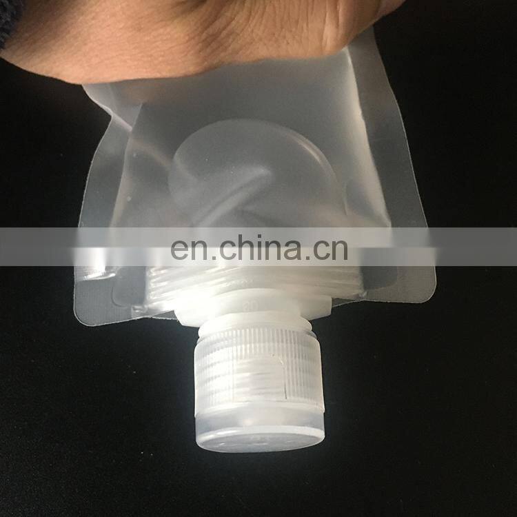 Custom reusable matte abrasif 30ml liquid doypack small clear refillable stand up travel pouch with spout