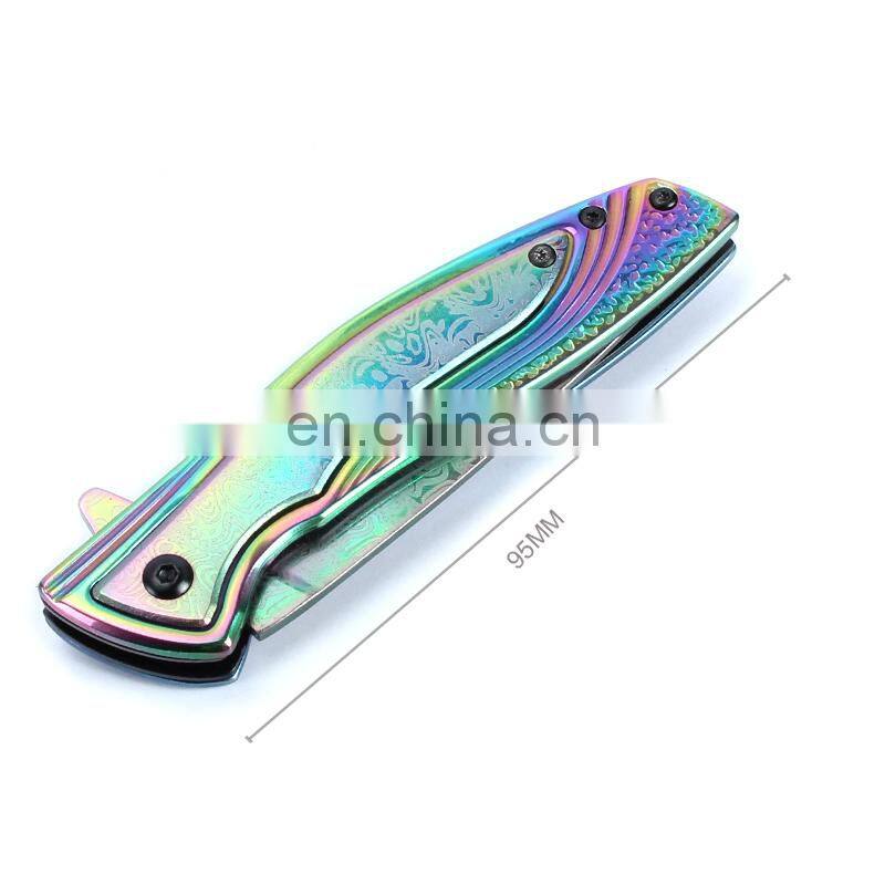 Blue peptide Stainless Steel Outdoor Folding Pocket Survival Military Tactical Knife with Belt Clip