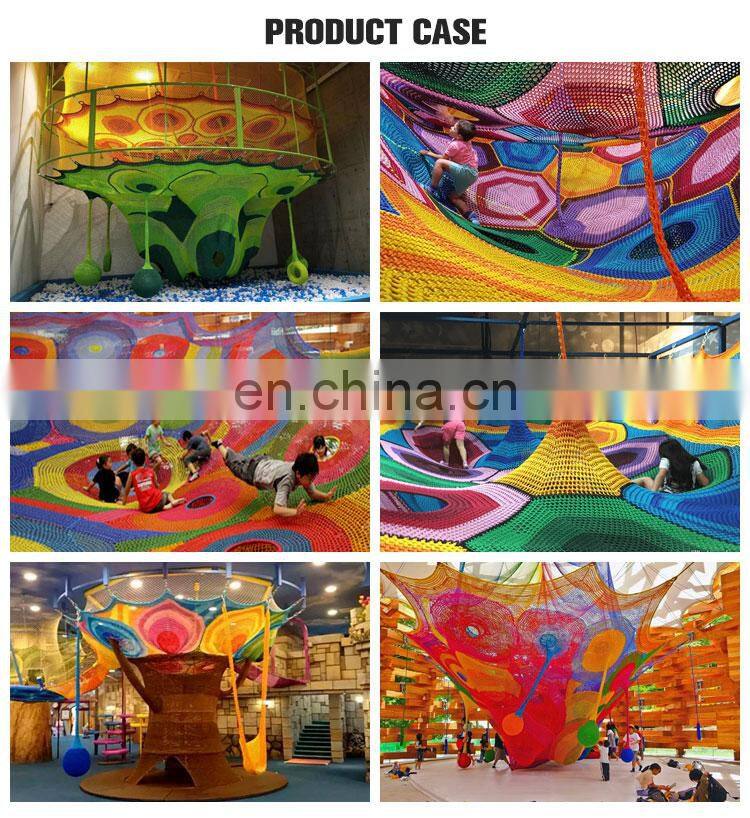 Commercial Kids Rainbow Crochet Rope Climbing Nets For Indoor Playground