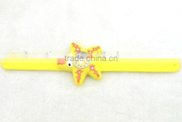 cute starfish slap watch glass face quartz movt silicone strap long strap wrist watch