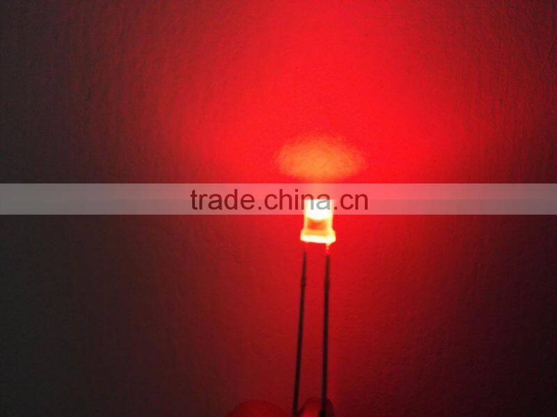 3mm diffused Red round Led lamp 625nm