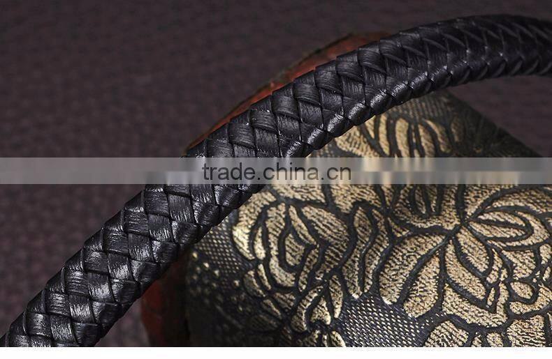 Customized logo clasps for leather bracelets bio magnetic bracelet genuine mens handmade braided leather bracelet