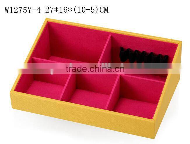 W1275Y-3 Wholesale Alibaba 10'' Stackable Jewelry Display Tray Wooden Jewelry Case Leather Jewelry Tray
