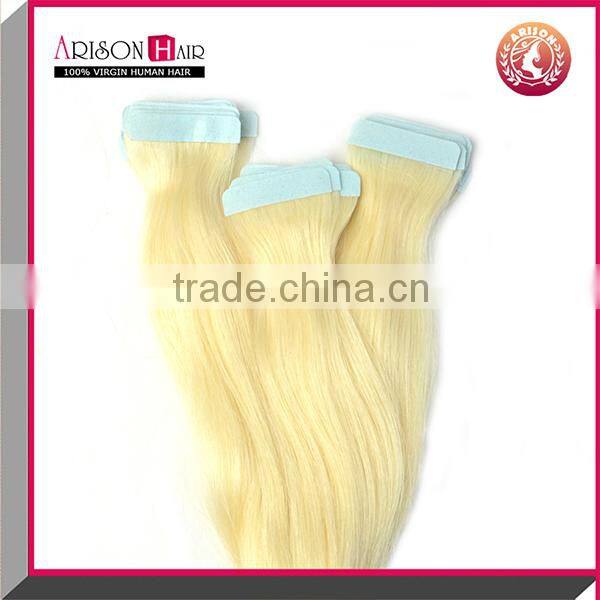 cheap tape hair extension seamless pu skin weft blonde virgin hair extension