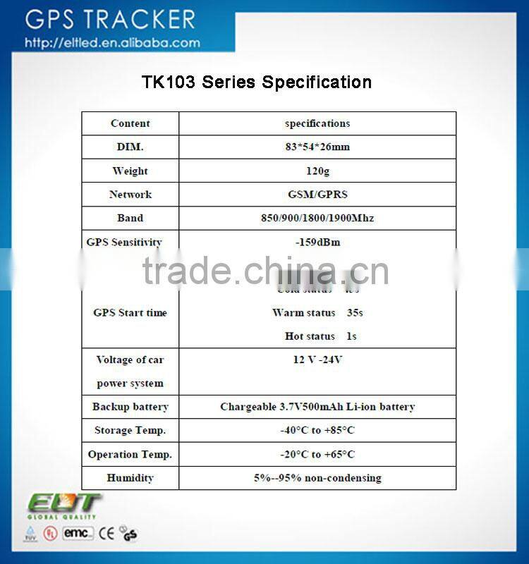 TK103-B Global sms gprs vehicle micro gps tracking device