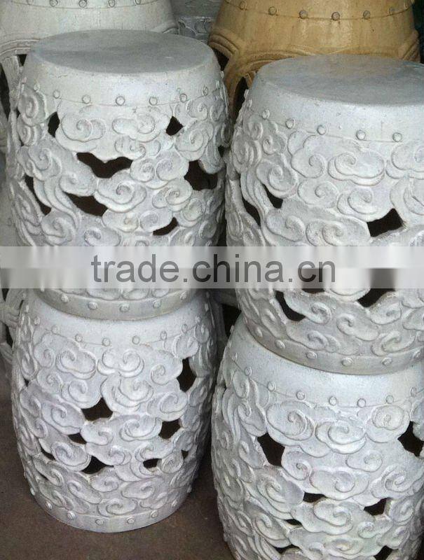 chinese antique red porcelain drum stool