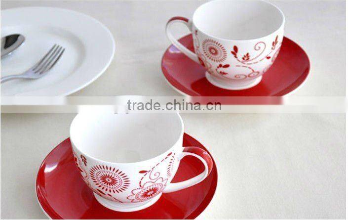 Lovely design ceramic porcelain tea set with cup saucers and ladle