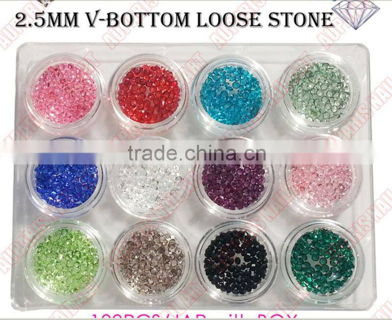 High quality & Newest design NAIL ART2.5mm V-BOTTOM CRYSTAL LOOSE STONE,.Wholesale