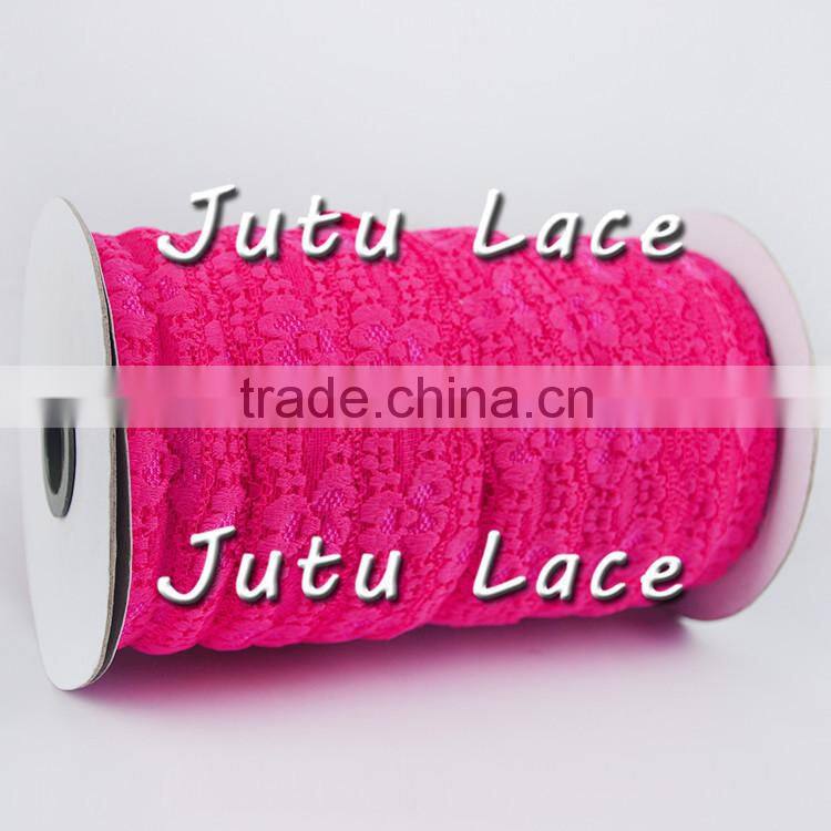 Hot Pink Lace Elastic - Choose 1 or more colors 1 inch for Baby Headbands - Hairbow Supplies, Etc