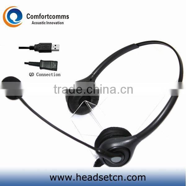 High quality noise cancelling monaural usb headset for call center HSM-600FPQDUSBS