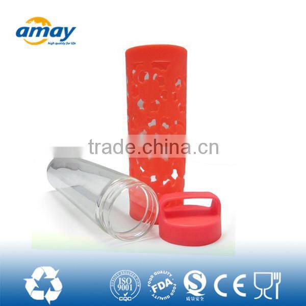 2016 New arrivals best selling products plastic bottles joyshaker hot glass water bottle with mental lid 2646