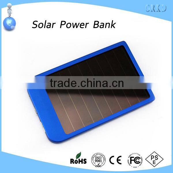 Ultra slim 2600mah solar power bank for cell phone mp3 mp4