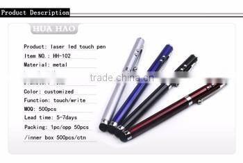 High quality led light tip ballpoint pen with laser pointer pen