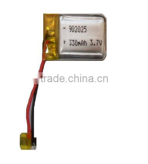 902025 3.7V 330MAH li-polymer rechargeable battery with pcb and wire smart rechargeable li-polymer battery