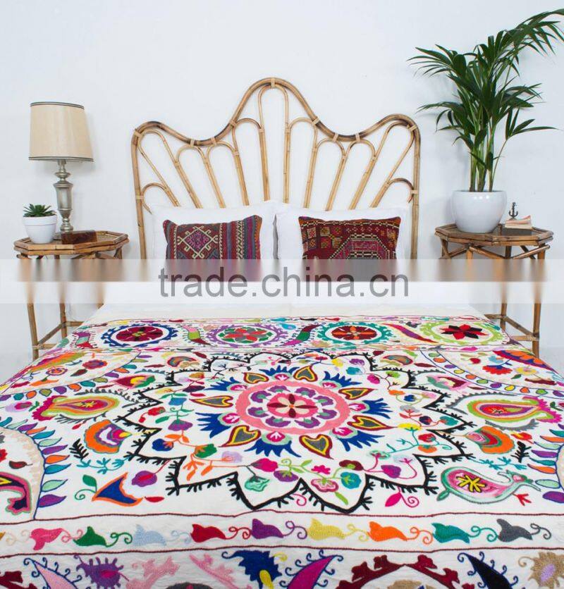 Hand Embroidered Suzani Throw Indian Uzbek Suzani Wall Hanging Suzani Tapestry Suzani Blanket Suzani Bedding