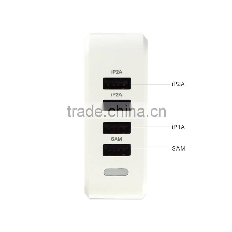 4 port usb travel charger for mobile phone