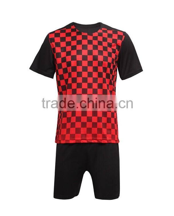 2016 100% polyester polyester green grid soccer uniforms