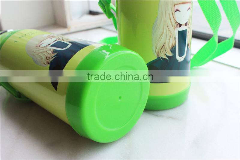 Hot selling Cute cartoon vacuum flask with straw