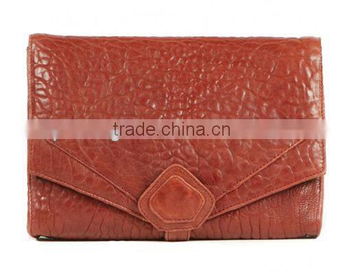 sheepskin bubble 3-fold leather wallet purse