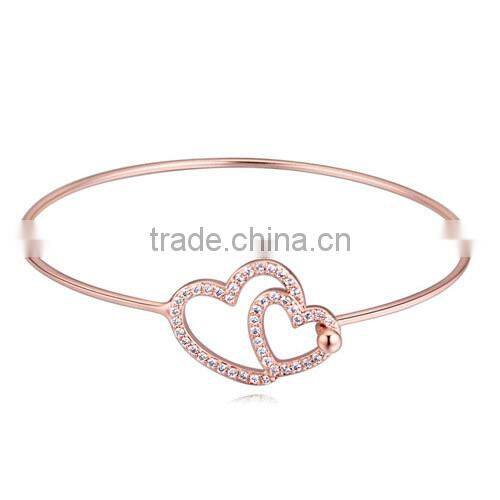 In stock marvelous gorgeous delicate rhinestone heart bracelet, double heart bracelet, jaipur rhinestone crystal bangles