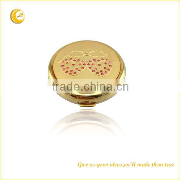 Fashionable powder compact case,makeup cosmetic powder compact with mirrors