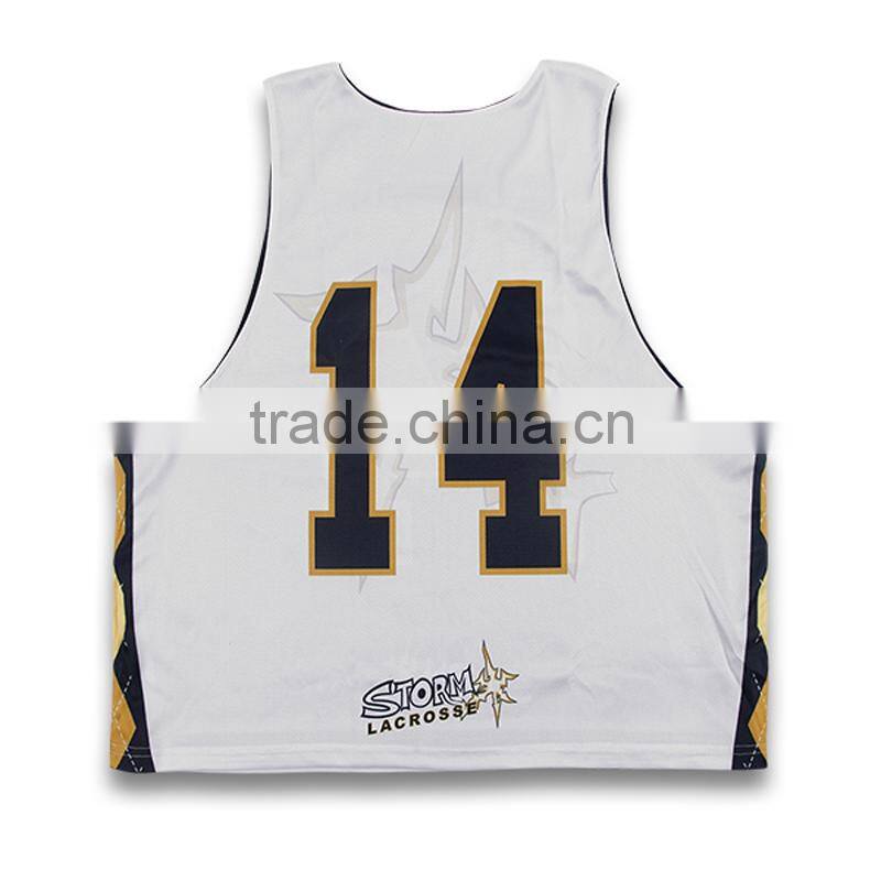 Cheap custom college cool design youth reversible lacrosse pinnies for sale