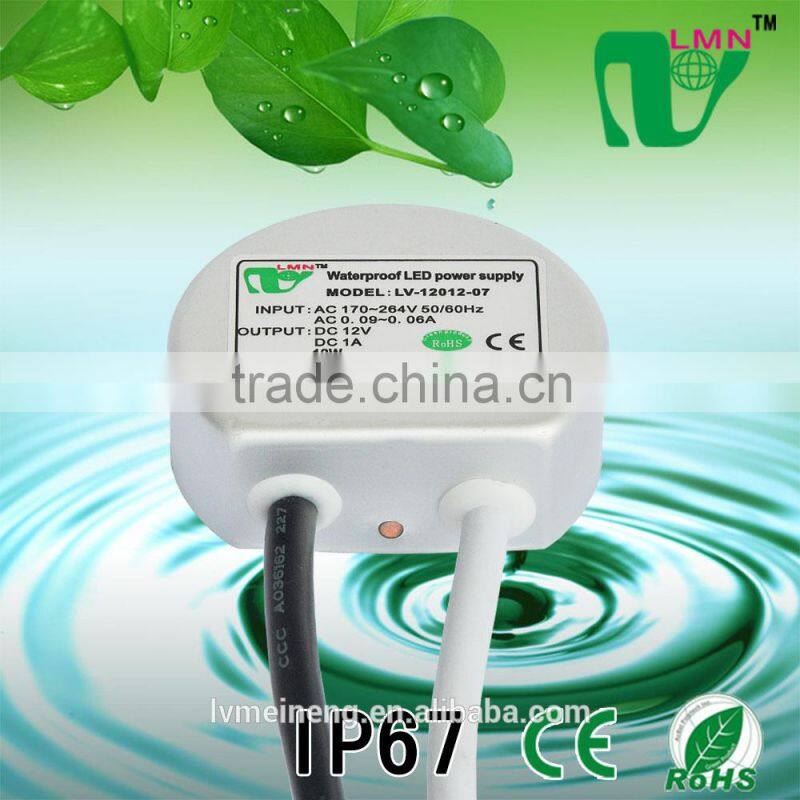 Low power IP67 waterproof 12W constant current led power supply