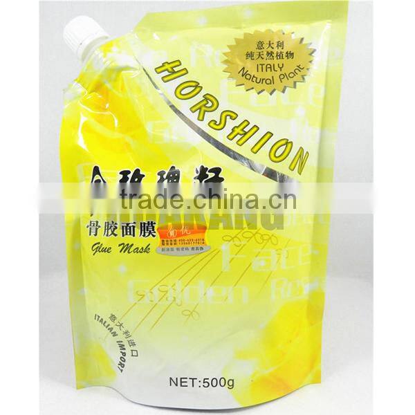 High barrier glue facial mask plastic packaging bag with spout