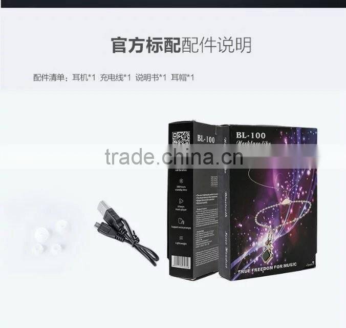Bluetooth headset manufacturers supply BL - 100 Neck tape bluetooth headset Wireless bluetooth