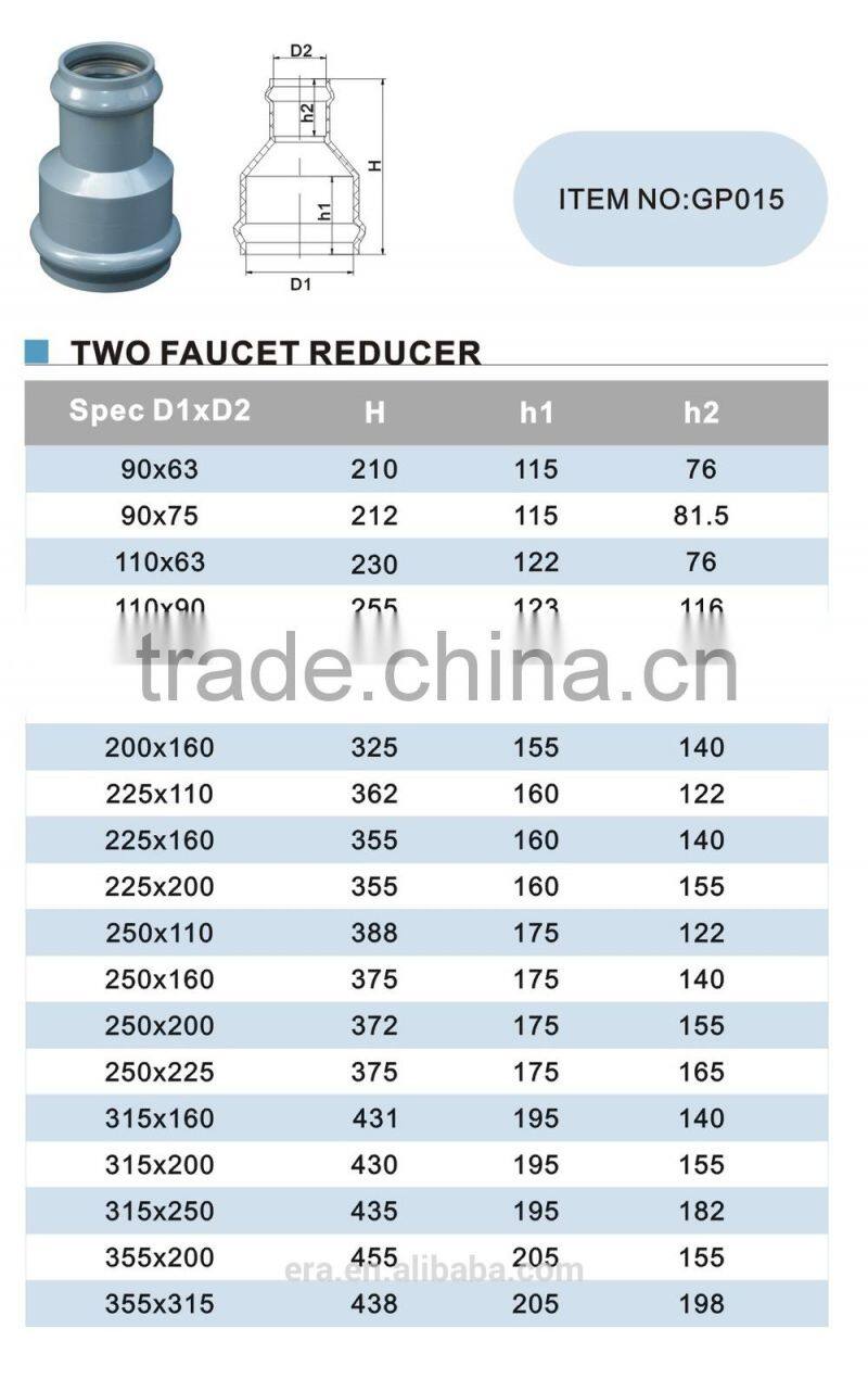 ERA Brand TWO FAUCET REDUCER PVC PLASTIC PIPE FITTINGS
