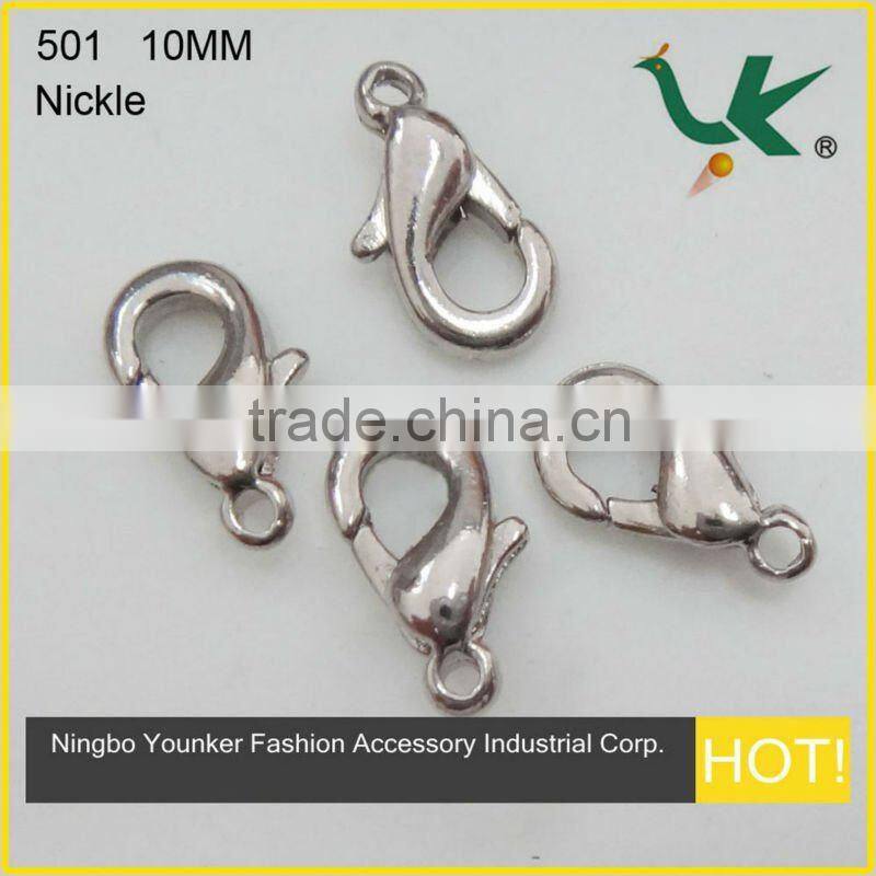 High Quality Fashion Jewelry Lobster Clasp 10MM, Plated Gun-metal, Model 501