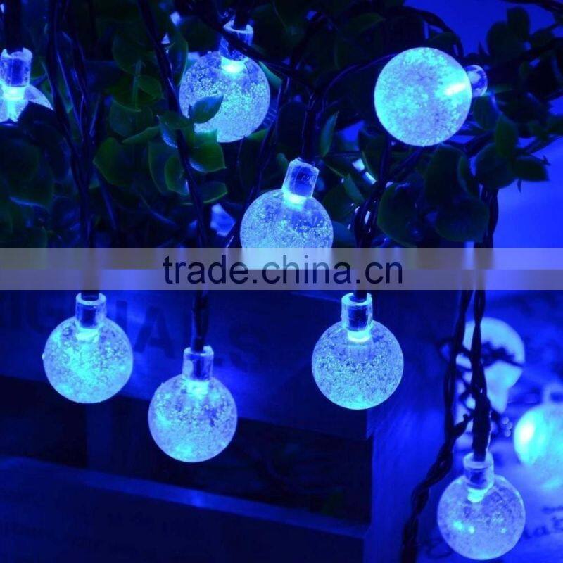 Solar Outdoor String Lights 19.7 ft 30 LED Warm White Crystal Ball Christmas Globe Lights for Garden Path, Party, Decoration
