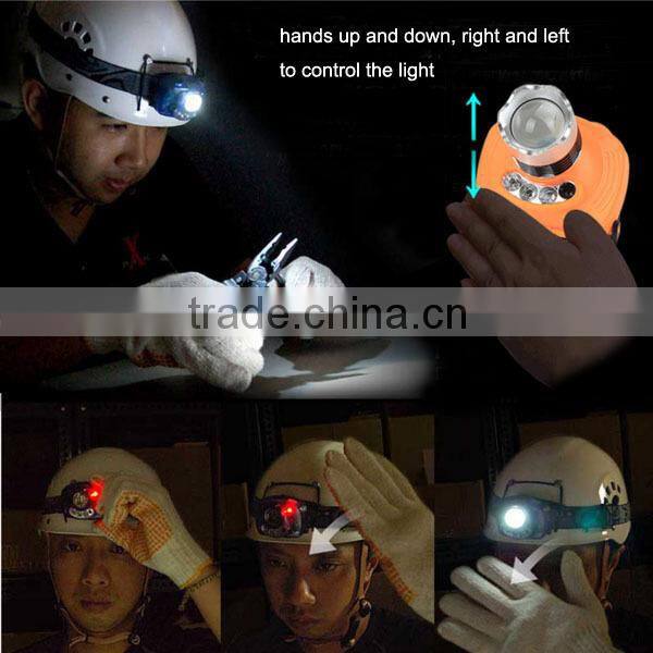 T15 Handsfree Switch Outdoor 3pc AAA battery head lamp multi-function led sensor sensor control headlamp$