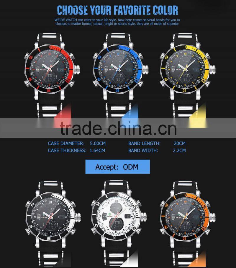 Weide watches made in china japan movt quartz watch stainless steel back water resistant top luxury brand watch