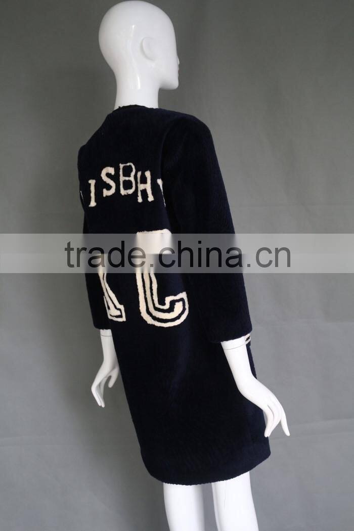 Morden Fashion Lamb Shearing Fur overcoat Winter Warm Women Fur Coat With Pattern Design