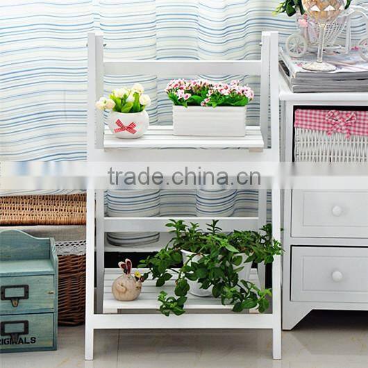 Popular design 2 layer garden antique wall hanging wood shelf with hooks