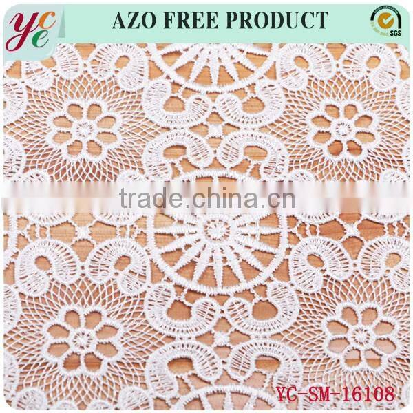 Pure white temperament circular flower design collocation wedding embroidery lace fabric embroidery