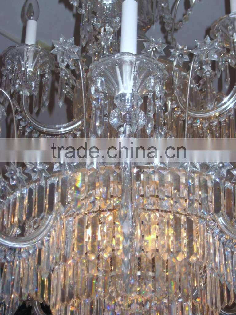 530-10 English Regency Style 15-Light Crystal Chandelier