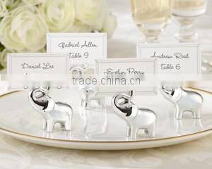 wedding favor and souvenir--Silver - Finish Lucky Elephant Place Card Holders