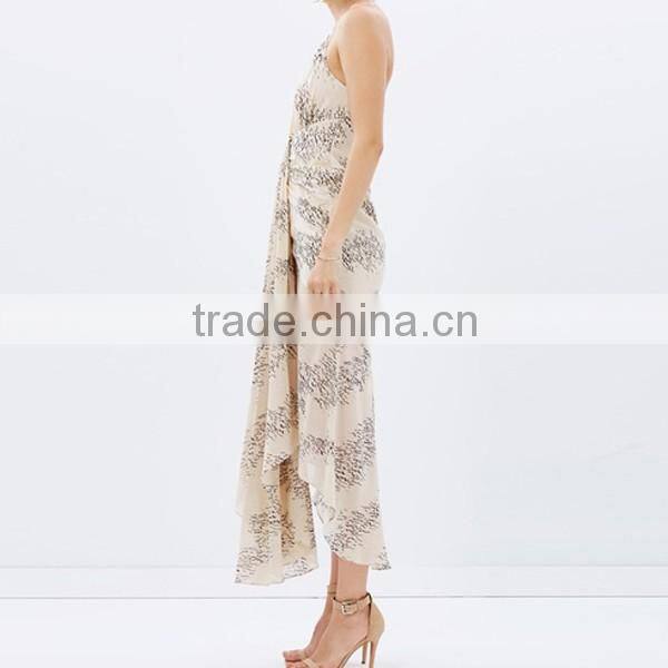 New Waterfall Chiffon Fabrication V-Neckline Cocktail Dress Design