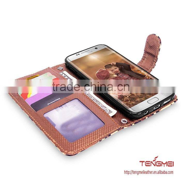 Leopard flip protective case for samsung G9350 stand cover for samsung galaxy s7 edge case