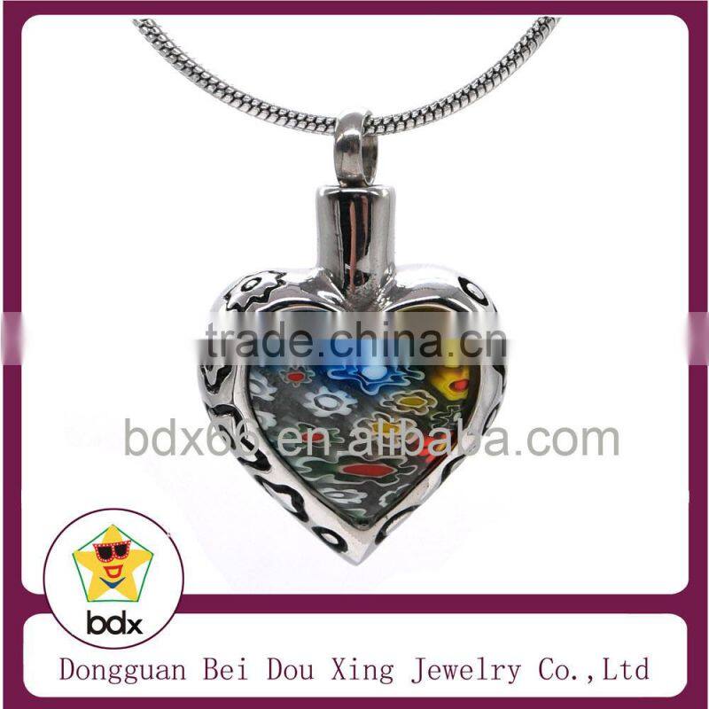 IP Gold Plated Stainless Steel Metal Engraved Heart Shape Flower Urn Cremation Pet Pendant Ash Holder Mini Keepsake Jewelry