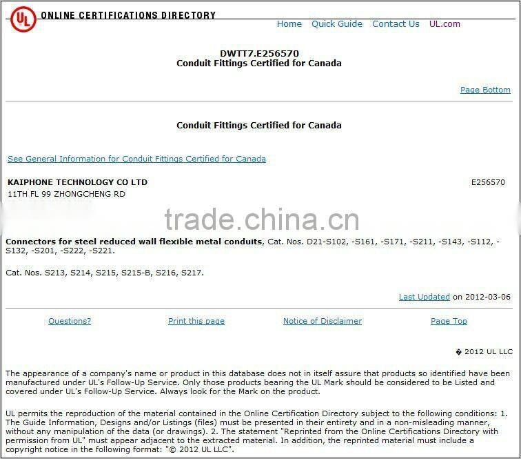 UL Listed Conduit Fitting (Bx-Flex Fitting)