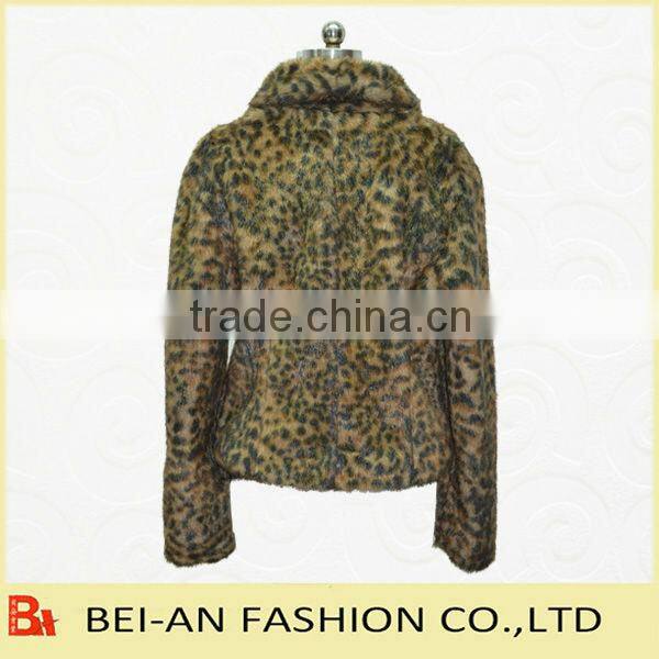 lady's leopard print fake fur jacket