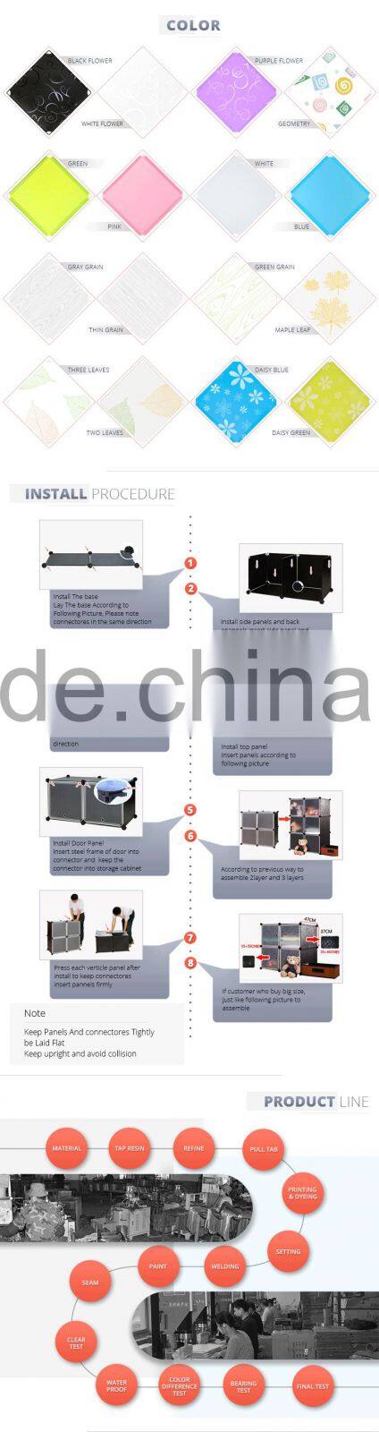 Wholesale Folding Modern bedroom plastic wardrobe box