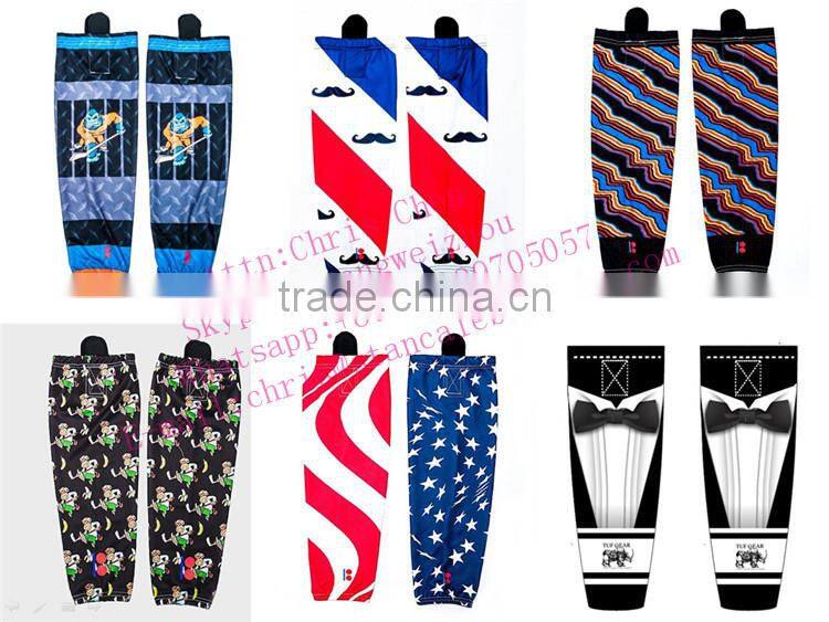 Cheap Custom legging embroidery polyester ice hockey socks