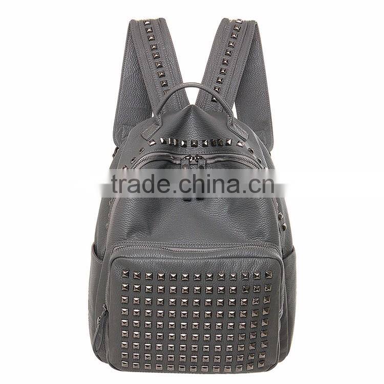 adjustable shoulder strap college school fashion rivet on women day backpacks