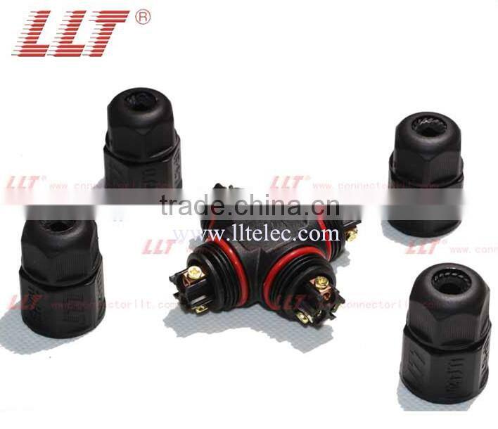 IP67 outdoor lighting cable junction 4-Way Cross type waterproof connector