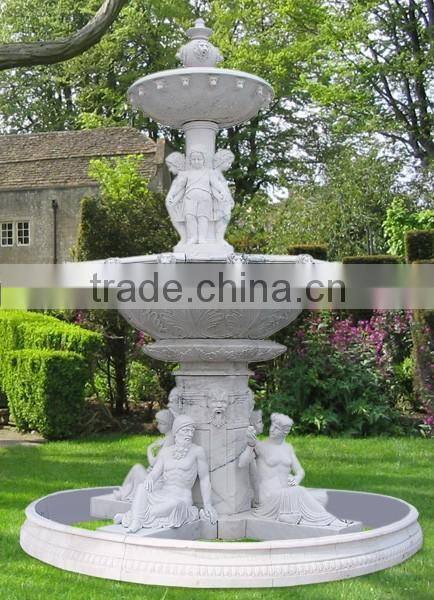 Garden and plaza decoration hand carving yellow marble angel fountain